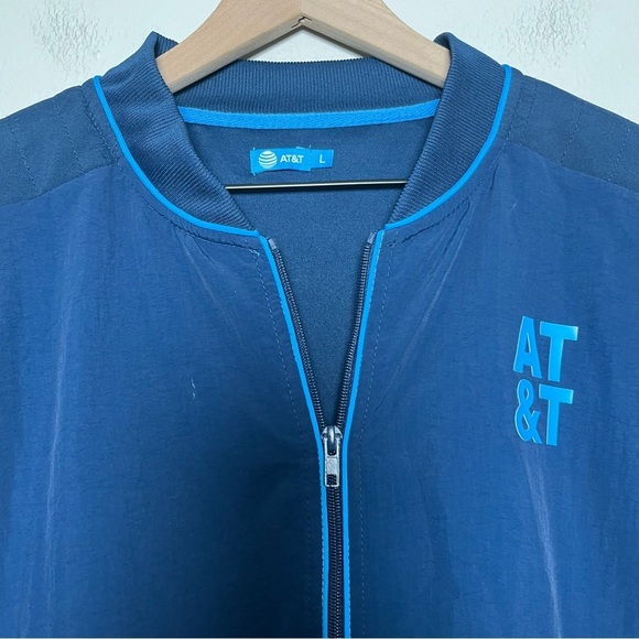 AT&T Employee Men Jacket Large Blue Windbreaker Uniform Full Zip Coat - Picture 3 of 12